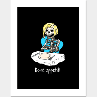 Bone appetit funny skeleton pun Posters and Art